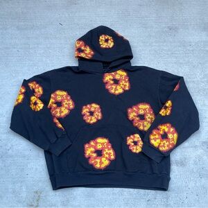 Vibrant Black Hoodie with Red and Yellow Accents